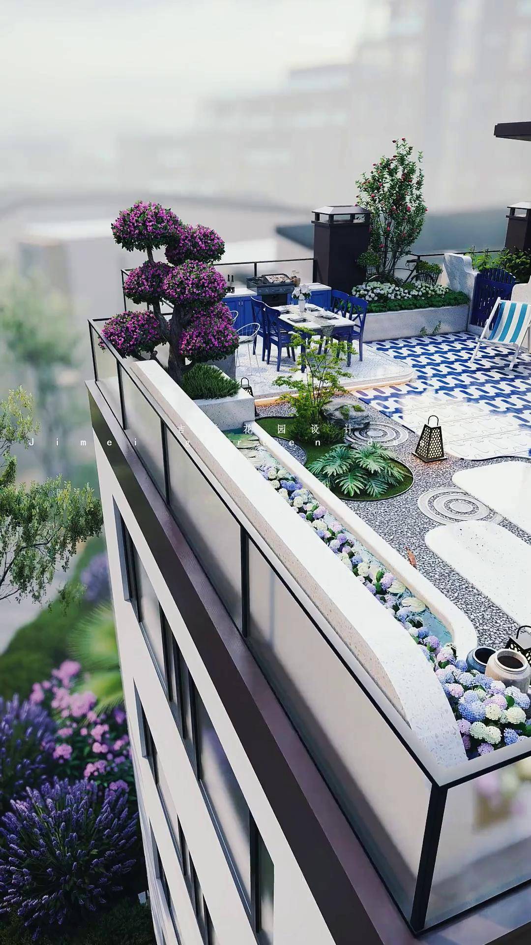 地中海风情 打造浪漫舒适的露台花园与空中绿洲